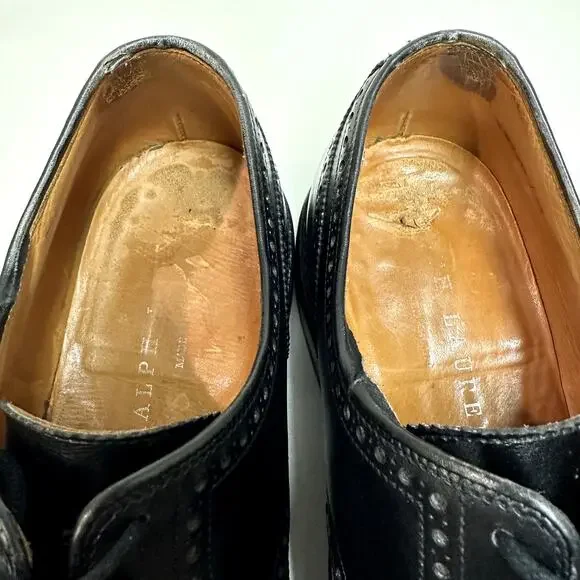 VERY GOOD Crockett & Jones x Ralph Lauren Swansea Black Calf Wingtip England 8.5 - Picture 9 of 15